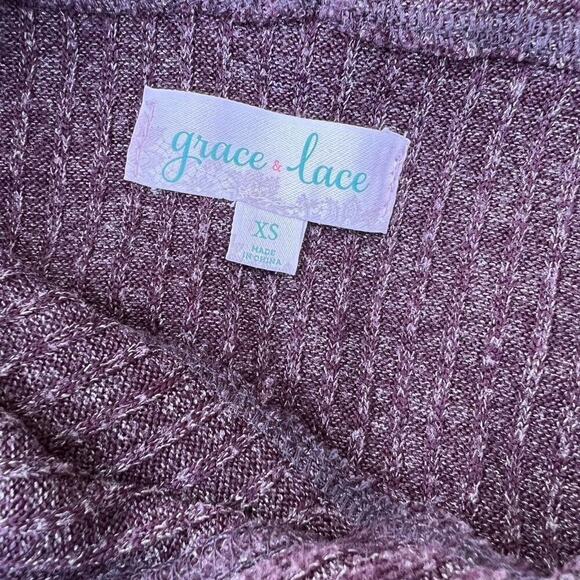 Grace & Lace, 2 piece set, sweater hoodie & bottoms, Plum, women's size XS - Picture 4 of 8
